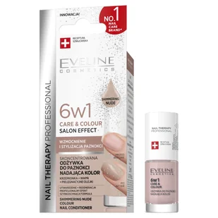 Eveline Cosmetics Nail Therapy Professional 6w1 Care & Colour skoncentrowana odżywka do paznokci nadająca kolor Shimmering Nude 5ml - Odżywki do paznokci - miniaturka - grafika 1