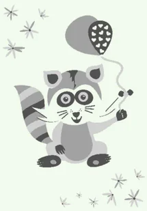 Biały dywan z szarym szopem praczem do pokoju dziecięcego N9-A04 - Dywany dla dzieci - miniaturka - grafika 1