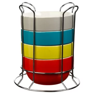 Secret de Gourmet Ceramiczne miski miseczki na metalowym stojaku 500 ml 4 sztuki w komplecie 140609 - Pojemniki kuchenne - miniaturka - grafika 1