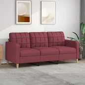 Sofy i kanapy - vidaXL Sofa 3-osobowa, winna czerwień, 180 cm,tapicerowana tkaniną - miniaturka - grafika 1