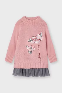 Dresy i komplety dla dziewczynek - Komplet dziewczęcy Mayoral - sukienka +  różowy sweter  z nadrukiem - grafika 1