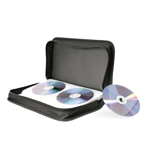 groov e Przenośny portfel na płyty CD z 120 dyskami, etui na płyty CD z rękawami ochronnymi, ochroną przed zarysowaniami i kurzem, czarne