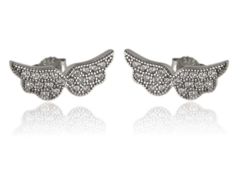 Kolczyki skrzydła celebrytki srebrne skrzydełka podwójne k2853 -