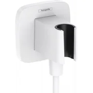 Akcesoria do armatury i ceramiki - Hansgrohe FixFit Q przyłącze kątowe z uchwytem prysznicowym biały mat 26887700 - miniaturka - grafika 1