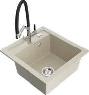 Zlewozmywaki z baterią - Mexen Vito zlewozmywak granitowy 1-komorowy z baterią kuchenną Duo, beżowy - 6503-69-671701-07 - miniaturka - grafika 1
