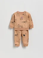 Komplety dla niemowląt - Reserved - Bawełniany komplet z nadrukiem - brązowy - miniaturka - grafika 1