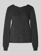 Bluzki damskie - Bluzka o kroju regular fit z długim rękawem i odznaczającym się, metalicznym wzorem na całej powierzchni model ‘CAROL’ - miniaturka - grafika 1