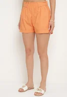 Spodenki damskie - Pomarańczowe Szorty z Gumką w Pasie i Wsuwanymi Kieszeniami Jospia - miniaturka - grafika 1