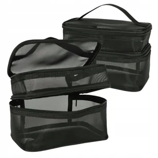 Czarna kosmetyczka unisex travel organizer podróżna dwie komory siateczka - Kosmetyczki, organizery i kuferki - miniaturka - grafika 1