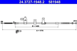 ATE LINKA HAMULCA 24.3727-1948.2 TOYOTA PRIUS 1.5 03-09 - Linki hamulca postojowego - miniaturka - grafika 1
