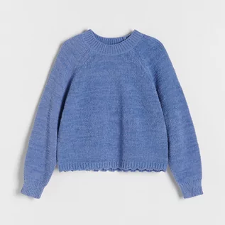 Swetry dla dziewczynek - Reserved - Sweter z reglanowym rękawem - Niebieski - grafika 1