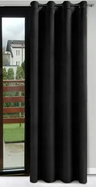 Zasłona Welurowa Na Przelotkach 140x250 Velvet Gruba Zaciemniająca Czarna