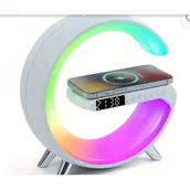 Ładowarki do telefonów - ECOBOX LAMPKA NOCNA LED ŁADOWARKA INDUKCYJNA QI GŁOŚNIK ZEGAR BUDZIK RGB - miniaturka - grafika 1