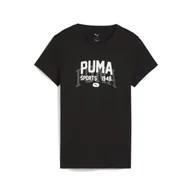 Koszulki sportowe damskie - Damska koszulka z grafiką w uniwersyteckim stylu PUMA Black - miniaturka - grafika 1