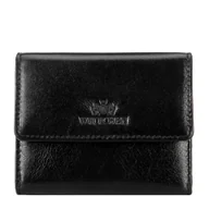 Portfele - Damski portfel ze skóry naturalnej zapinany na zatrzask czarny - miniaturka - grafika 1