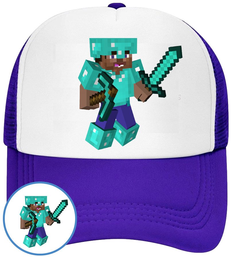 CZAPKA Z DASZKIEM MINECRAFT DLA DZIECI NA LATO NIEBIESKA BEJSBOLÓWKA