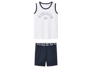 pepperts!® Piżama chłopięca z bawełny (top + spodenki) (134-140, Biały/granatowy) - Piżamy chłopięce - miniaturka - grafika 1