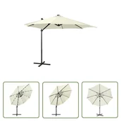 Parasole ogrodowe - The Living Store Parasol wiszący z lampkami LED i słupkiem - 300 cm - piaskowy - Parasol Wiszący - miniaturka - grafika 1