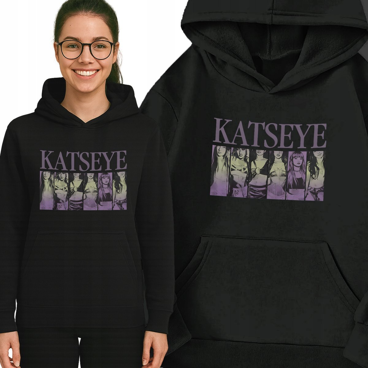 Bluza Czarna Z Kapturem KATSEYE CHAOS ERA Muzyka K-pop Na Prezent - XXL Wz