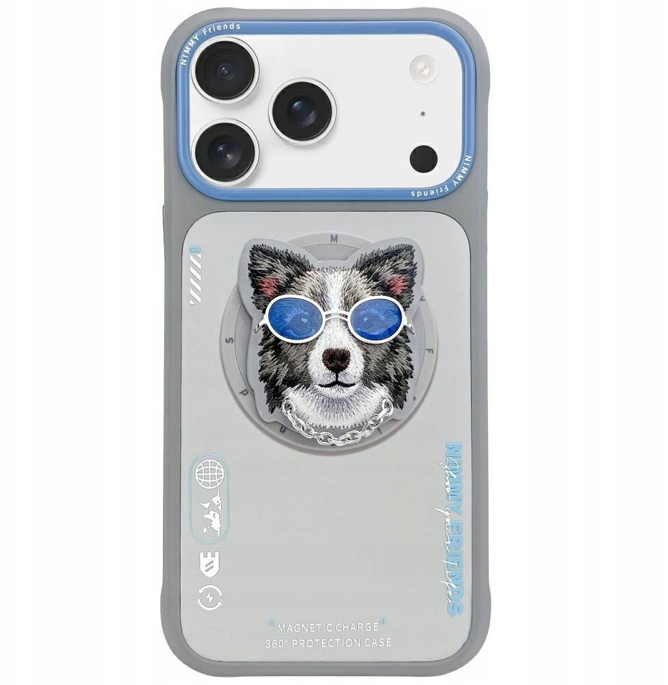 Etui Nimmy Glasses Cool Dog MagSafe do iPhone 17 szary