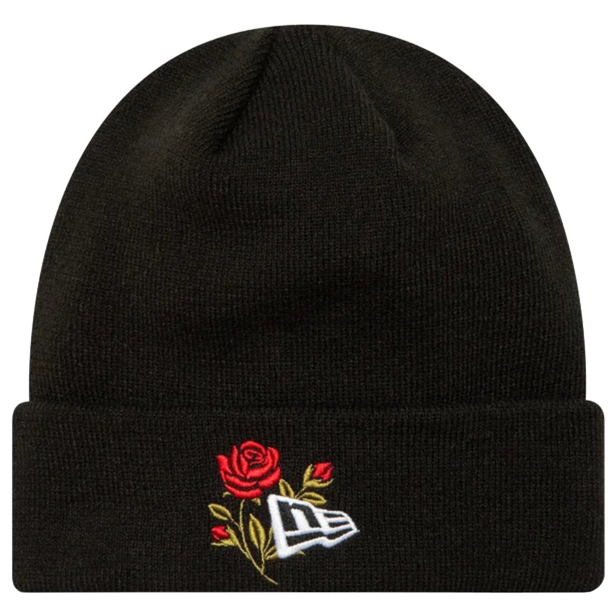 New Era Rose Icon Cuff Knit Beanie Hat 60580728, Kobieta/Mężczyzna, Czapka, Czarny