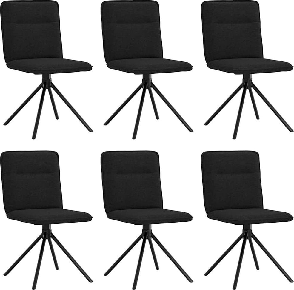 Krzesła stołowe, 6 szt., czarne, obite tkaniną