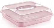 Pojemniki kuchenne - Pojemnik na ciasto pudełko kwadratowy 35cm różowy - miniaturka - grafika 1