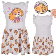 Sukienki - Psi Patrol SKYE Szara sukienka z krótkim rękawem, sukienka dziewczęca, bawełniana 5 lat 110 cm - miniaturka - grafika 1