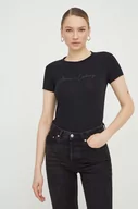 Koszulki sportowe damskie - Armani Exchange t-shirt damski kolor czarny - miniaturka - grafika 1