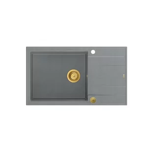 QUADRON Zlewozmywak EVAN 136 XL szary, elementy złote, k.pneum. HCQE58650U5_PVDG1_P2O0 - Zlewozmywaki - miniaturka - grafika 1
