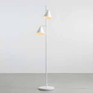 Stojąca lampa w kolorze białym Form z dwoma regulowanymi stożkowymi kloszami - Oprawy, klosze i abażury - miniaturka - grafika 1