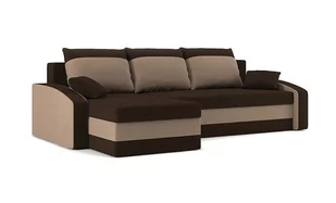 Narożnik Hewlet z Funkcją Spania Łóżko Rogówka Sofa, Brąz-Cappuccino - Narożniki - miniaturka - grafika 1