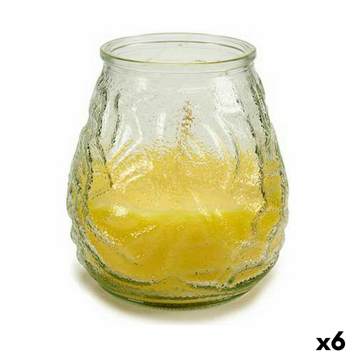Świeca zapachowa żółta przezroczysta citronella 9 x 9,5 x 9 cm (6 sztuk)