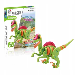 VELOCIRAPTOR DINOZAUR KLOCKI PIANKOWE PUZZLE - Klocki - miniaturka - grafika 1