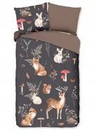 Pościel dla dzieci - Pościel zwierzątka leśne sarenka 135x200 dla dziecka grafitowa brązowa - miniaturka - grafika 1