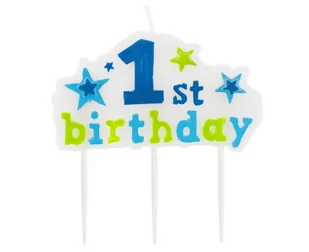 Go Świeczka na pikerach 1st Birthday niebieska 1 szt S1BN-MM - Urodziny dla dorosłych - miniaturka - grafika 1