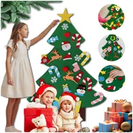 Ozdoby bożonarodzeniowe - Choinka Z Filcu Z Ozdobami Na Rzepy Filcowa Wisząca Dla Dzieci 80cm 26szt - miniaturka - grafika 1