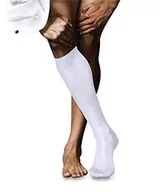 Skarpetki męskie - FALKE Mężczyźni Podkolanówki No. 9 M KH Czysta Bawełna Fil d'Ecosse długie jednokolorowe 1 Para, Biały (White 2000), 43-44 - miniaturka - grafika 1