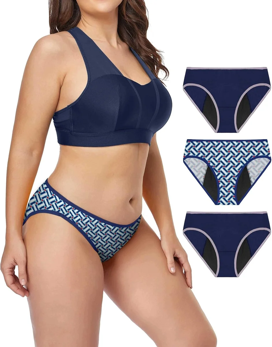 Neione Majtki Menstruacyjne Damskie XS Figi Bikini 3 Sztuki Mosaic