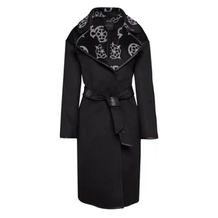 Damski płaszcz GUESS LUDOVICA LOGO WRAP COAT W3BL18WFQT0-FJ1T – Czarny - Płaszcze damskie - miniaturka - grafika 1