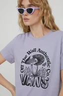 Koszulki sportowe damskie - Vans t-shirt bawełniany damski kolor fioletowy - miniaturka - grafika 1