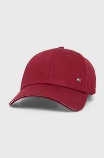 Tommy Hilfiger czapka z daszkiem bawełniana kolor bordowy gładka - Czapki męskie - miniaturka - grafika 1