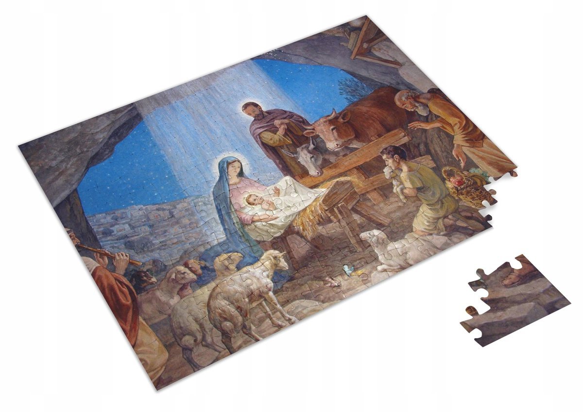 Puzzle Stajenka Boże Narodzenie Jezus Maryja + Imię pudełko A3 252 el.