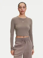Bluzki damskie - Nike Bluzka Chill Knit HF5322 Brązowy Regular Fit - miniaturka - grafika 1