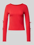 Bluzki damskie - Bluzka o kroju regular fit z długim rękawem i kokardkami model ‘SELINA’ - miniaturka - grafika 1