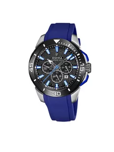 Zegarek Festina Męski analogowy zegarek kwarcowy z silikonową bransoletką F20642/1, srebrno-czarno-niebieski, Paski - Zegarki męskie - miniaturka - grafika 1