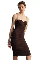 Sukienki - Trendyol FeMan Bodycon dopasowana sukienka z dzianiny, brązowy, 38, Brązowy, 36 - miniaturka - grafika 1
