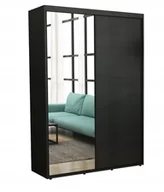 Szafy - Szafa Przesuwna Iga Paski Czarne LUSTRO 130x242 Czarny Wyposażenie - miniaturka - grafika 1