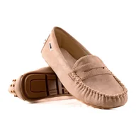 Mokasyny damskie - Goodin Klasyczne Tekstylne Mokasyny beżowy - miniaturka - grafika 1