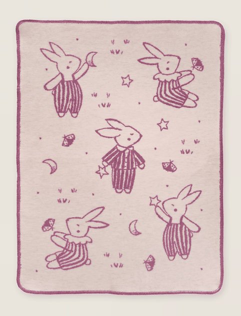 Tulilab Kocyk dziecięcy bawełniany Różowe króliczki